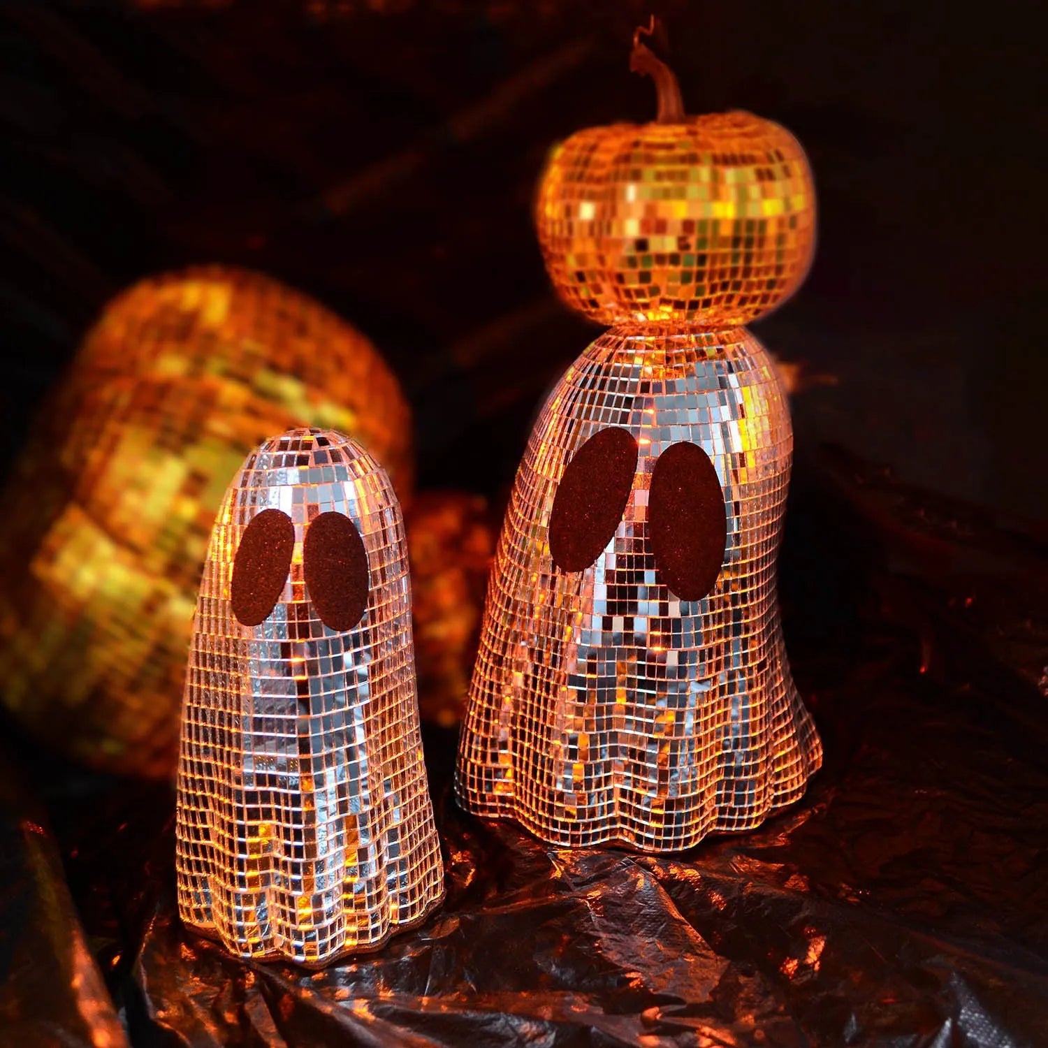 Silver Halloween ghost mosaic mirror patch desktop decoration with two size options