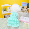 Small dog wearing princess dress with layered skirt in candy colour, suitable for teddy bichon breeds