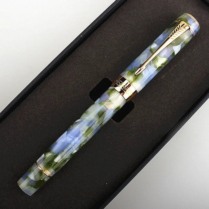 Deep Bath Green metal ballpoint pen showing fine, medium, and graphic tip options