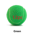 Assorted bright pink, blue, green, yellow, orange, and red rubber dog tennis balls, 6.3cm in diameter.