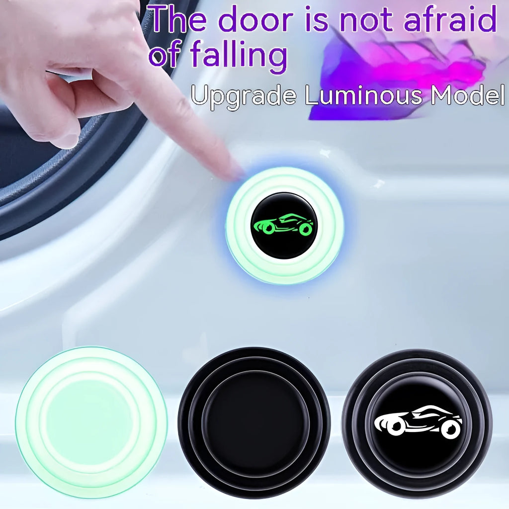 Silicone car door shock pads in 20mm size showing black and luminous design options