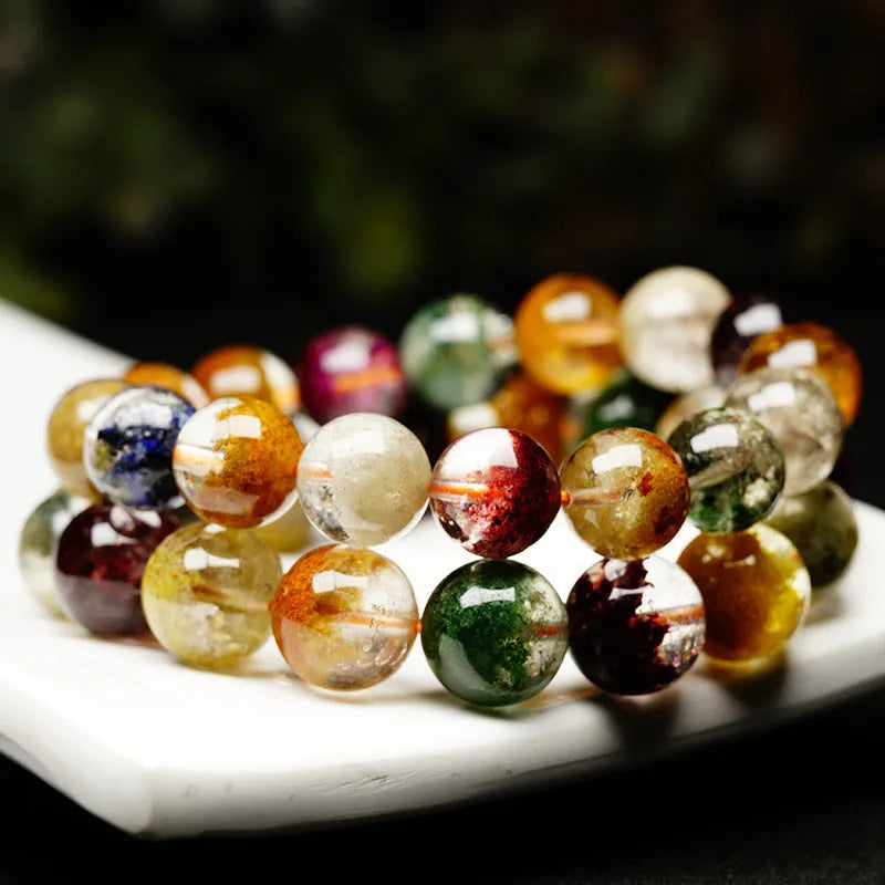 Colourful crystal bead bracelet with 10mm diameter balls featuring ghost cornucopia seasonal design in ethnic retro style