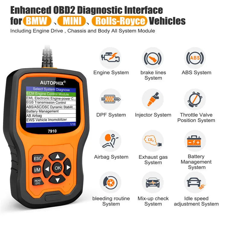 Autophix 7910 handheld automotive OBD2 diagnostic scanner and code reader tool