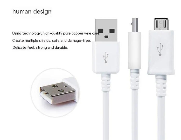 Black and white 1 metre Android Micro USB charging and data cable
