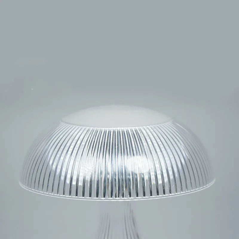 White acrylic touch night lamp with USB charging port showing three-colour LED illumination