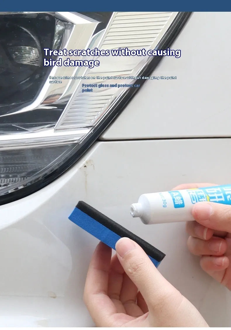 Car repair wax polishing kit with A and B wax containers and frosted sponge mop for scratch removal