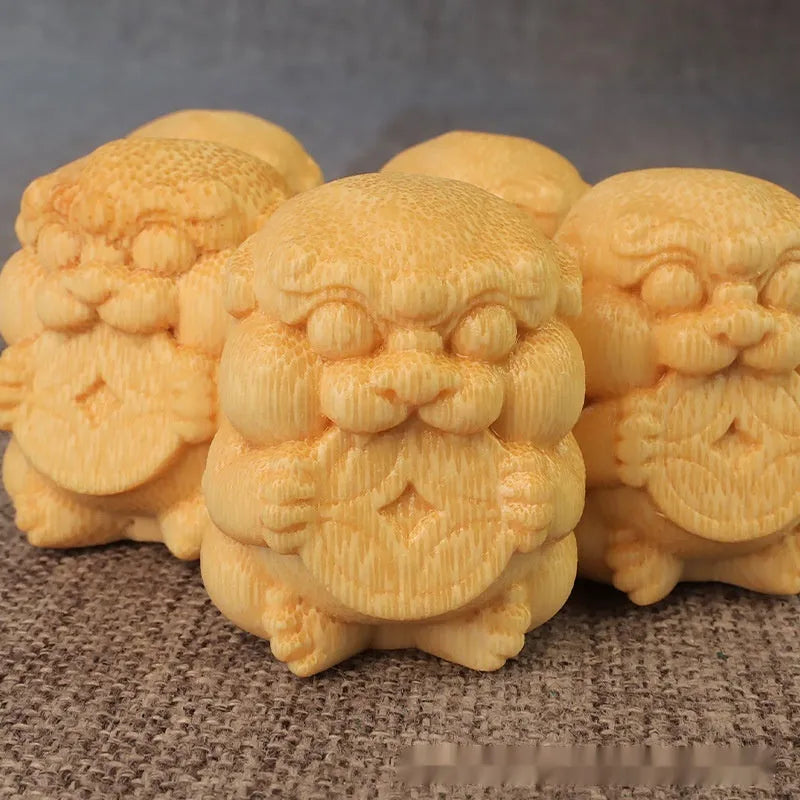 Solid bamboo take money charm ornament measuring 4.5cm tall on a display surface.