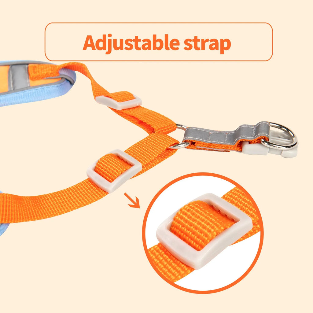 Adjustable dog harness with haulage rope in multiple colour options
