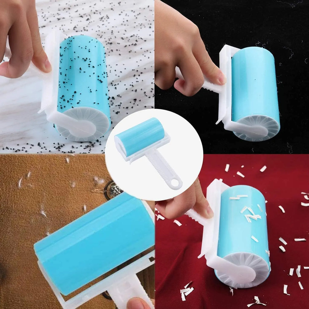 Blue green pink or yellow washable reusable lint roller for pet hair removal