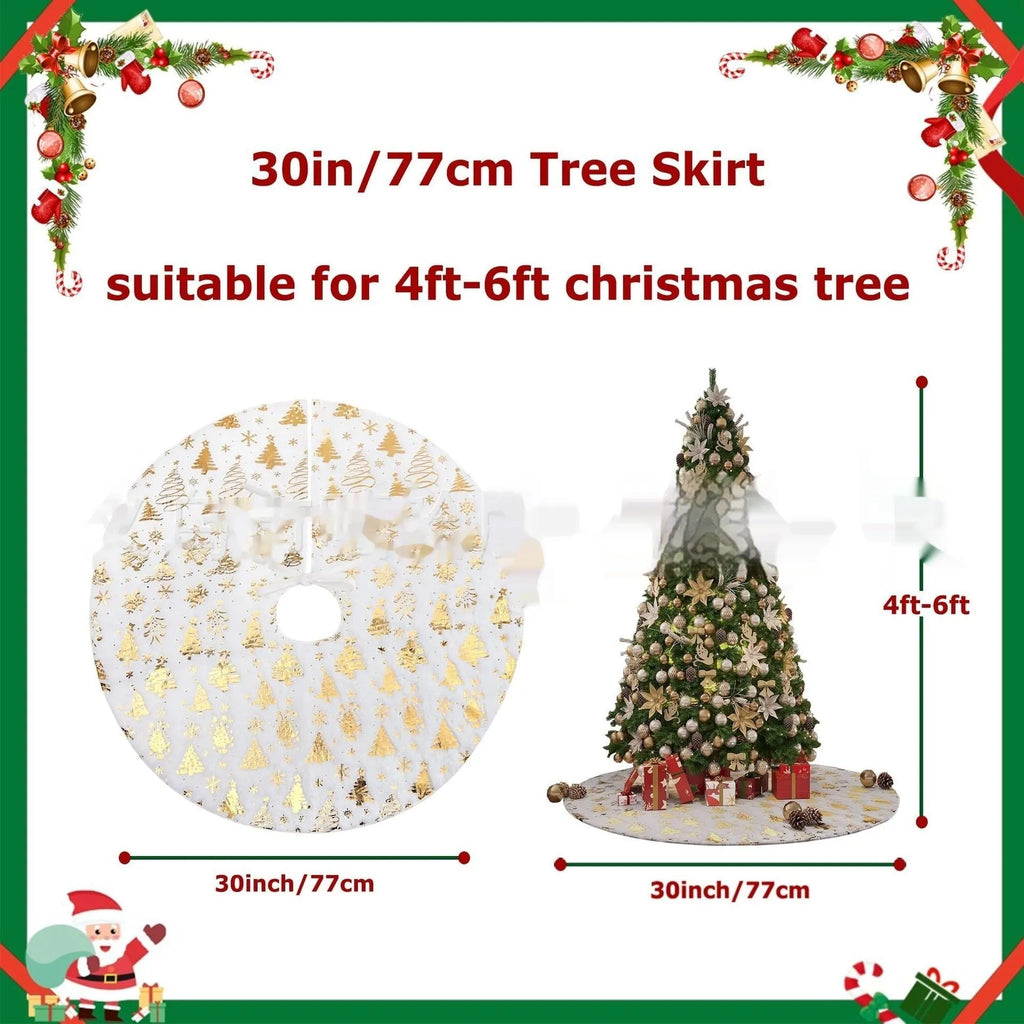 Plush Christmas tree rug with snowflake patterns in various size options
