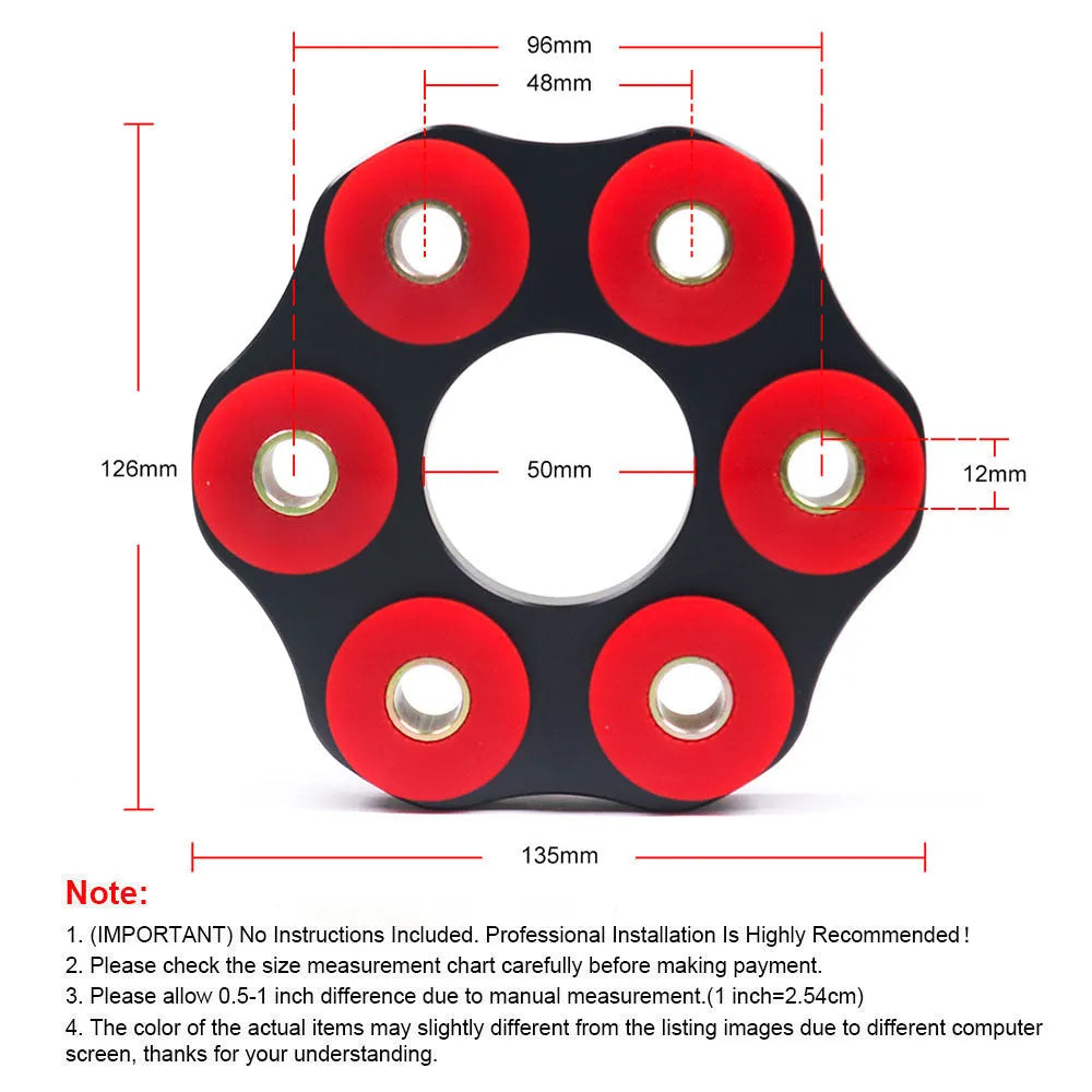 Red polyurethane aluminium BMW drive shaft connecting plate bracket for E46 E36 E30 M3 and E28 series vehicles