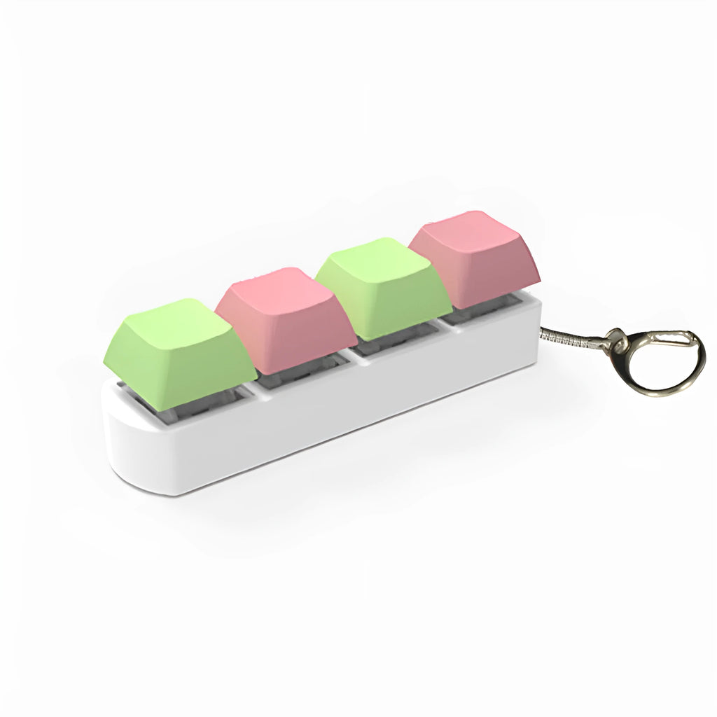 4-key keyboard switch shaft tester with transparent bottom shell showing switch sockets