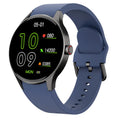 Black unisex smart sport watch with a round touchscreen on a wrist.