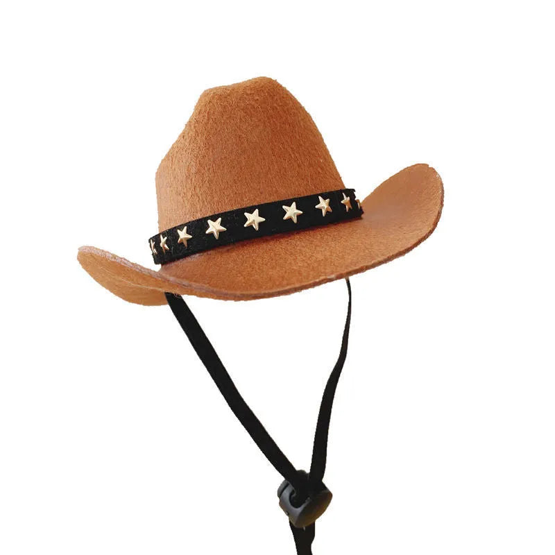 British-style cat cowboy hat with velvet belt decoration in S and M sizes