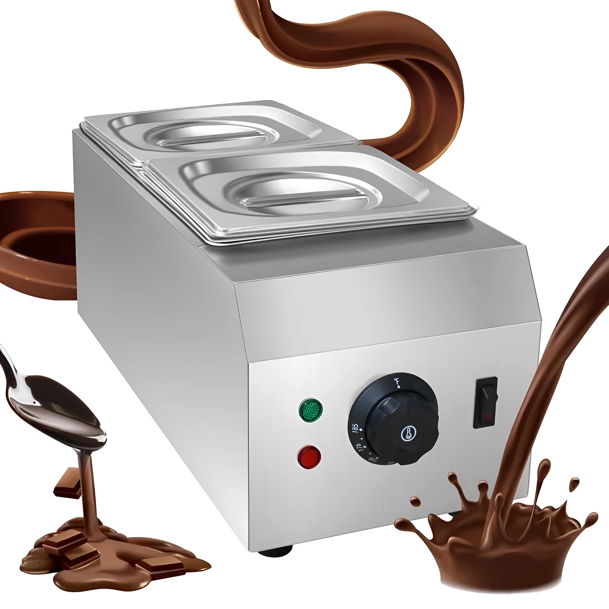 Commercial chocolate melting machine with electric heating double pot and temperature control