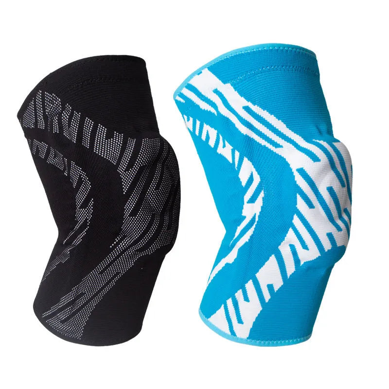Men's basketball knee pads in black nylon with adjustable sizing for court sports protection