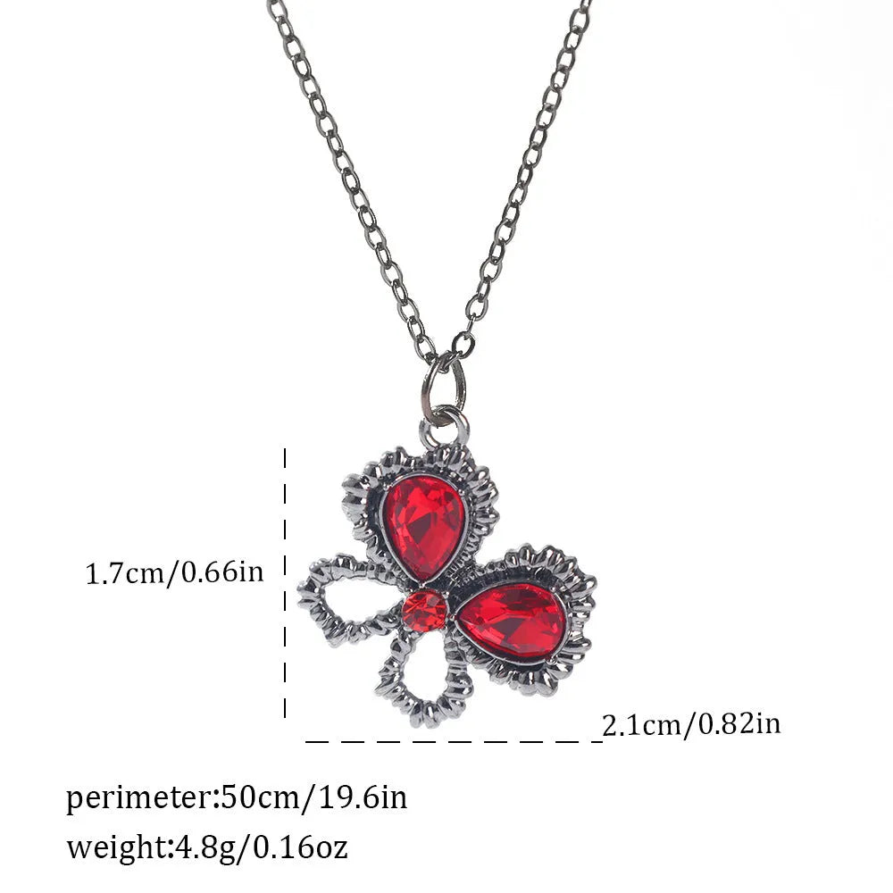 Dark style zinc alloy Halloween necklace with a spider or bat pendant on a regular chain.