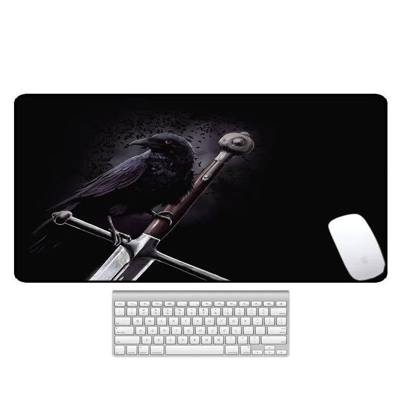 Large natural rubber computer desk pad with non-slip backing showing one of seven pattern options