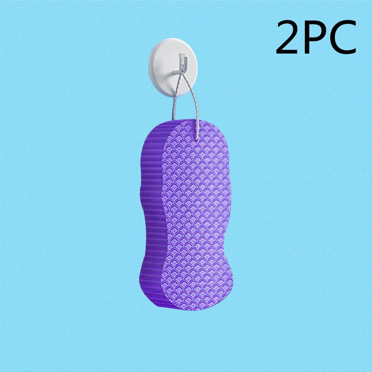 3D fish scale pattern bath sponge in white, grey, pink or light blue colours for body exfoliation