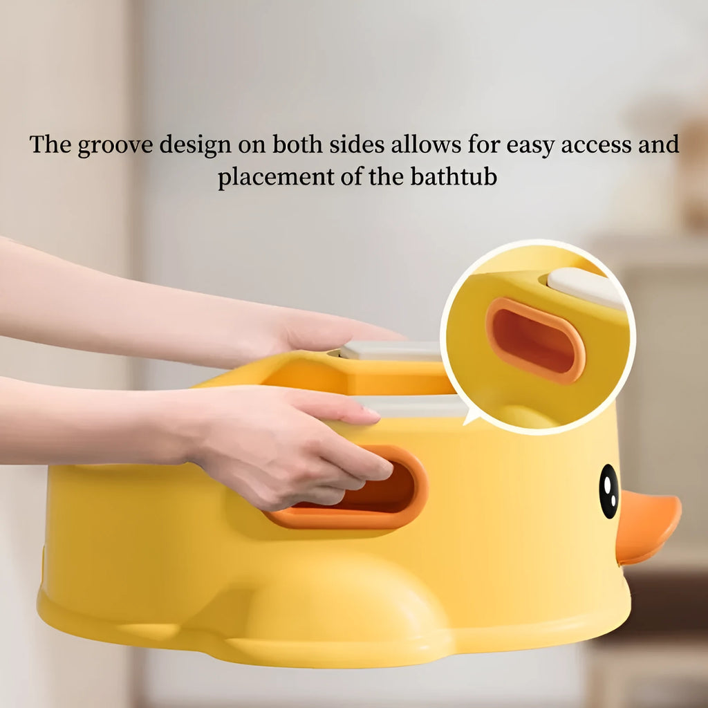 Duck-shaped PVC bathtub for washing dogs and cats in blue, pink or yellow colours