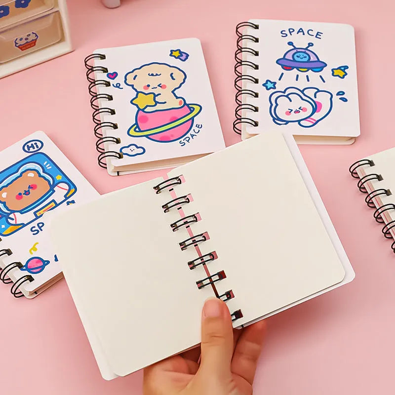 Astronaut themed A5 flipped pocket notebook showing cover design choice and size.