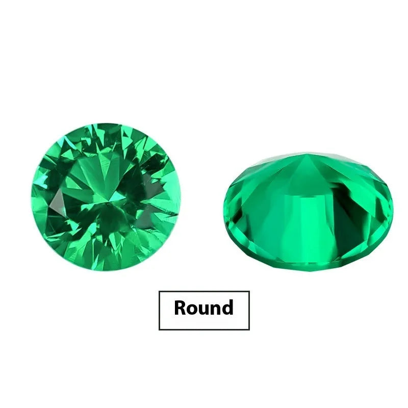 Columbian green cultivated emerald loose stone in round and emerald cut shapes for jewellery making