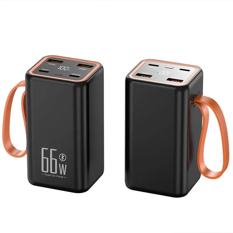 Black and white PD66W 20000mAh fast charge portable power bank.