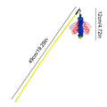 Blue cat wand toy with dragonfly attachment and bell on 49cm extendable stick