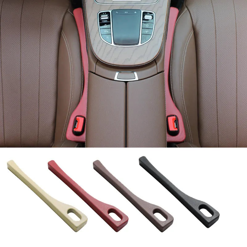 Polyurethane car seat gap filler strip preventing items falling between vehicle seats
