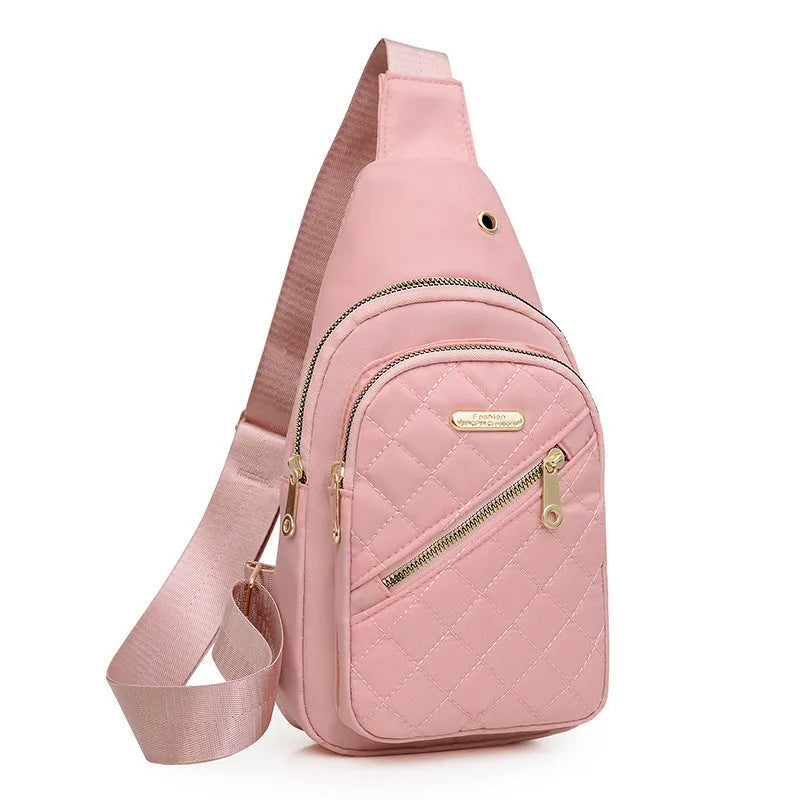 Oxford cloth crossbody chest bag with plaid pattern in multiple colour options