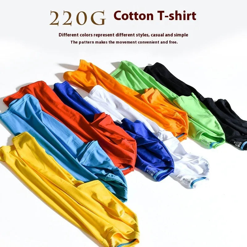 Men's solid colour cotton round neck T-shirt on a hanger