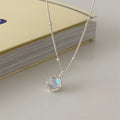 925 sterling silver necklace with geometry ornamental stone pendant on adjustable curb chain