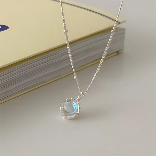 925 sterling silver necklace with geometry ornamental stone pendant on adjustable curb chain