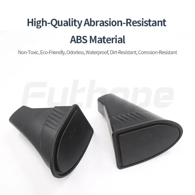 Two black plastic car door storage bins for Tesla Model Y front seat organisation.