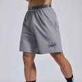 Men's loose sport shorts with elastic fly opening in black, blue or grey colours