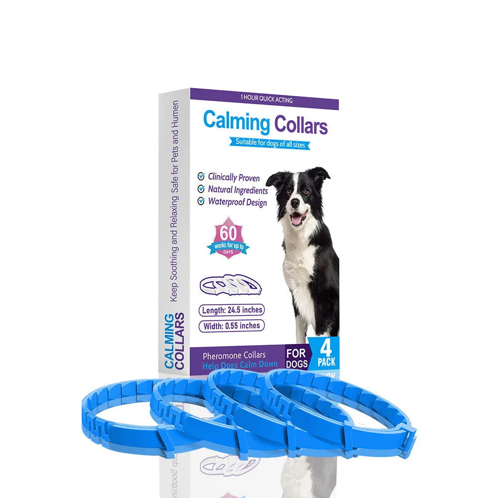 TPR dog anxiety relief collar in Chinese style monochrome pattern, 62cm length