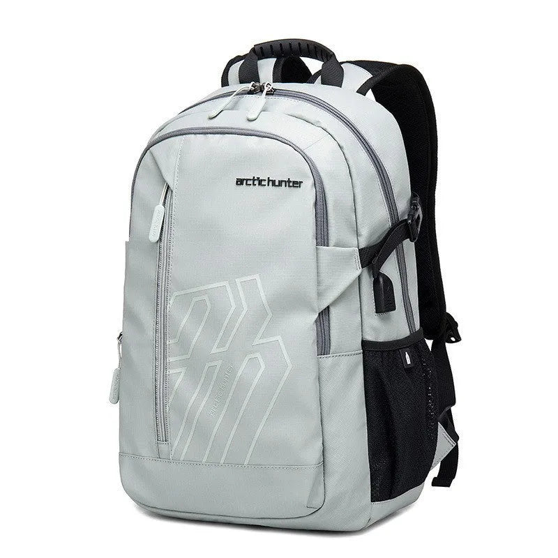 18 inch casual computer backpack with plaid pattern and curved shoulder strap in multiple colour options
