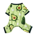 Grass green cotton four-legged pet pajama jumpsuit for dogs, unisex, sizes XS to XXL