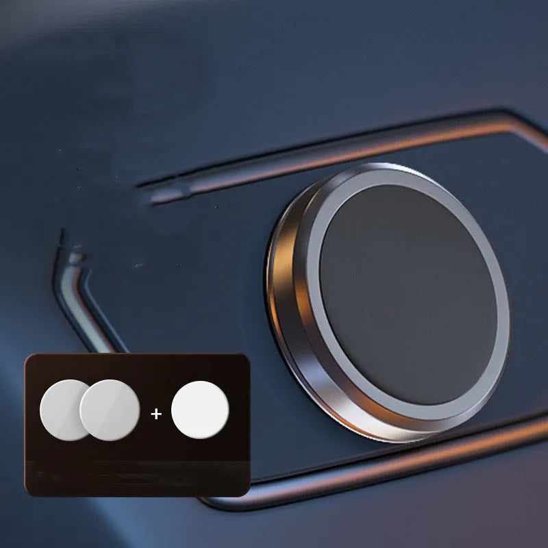 Obsidian black alloy magnetic phone holder with centripetal force design and included mounting discs