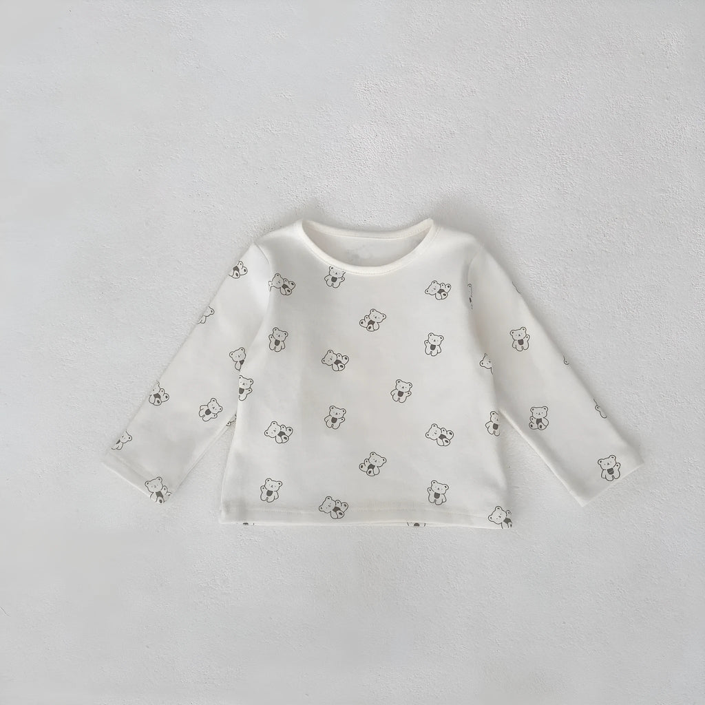 Infant clothing set with pullover shirt and suspender trousers, cotton blend, cartoon pattern, spring autumn, sizes 66-100 yards
