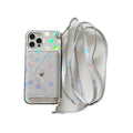 Diagonal card case silicone mobile phone case with wave point design in black or white colours