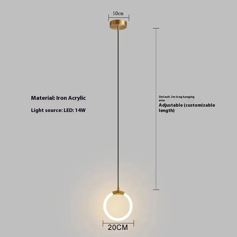 Nordic minimalist U-shaped metal bedside pendant light on a dark background.