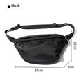 Black men's slanted chest bag in Oxford fabric with visible stitching, shown worn across the chest.
