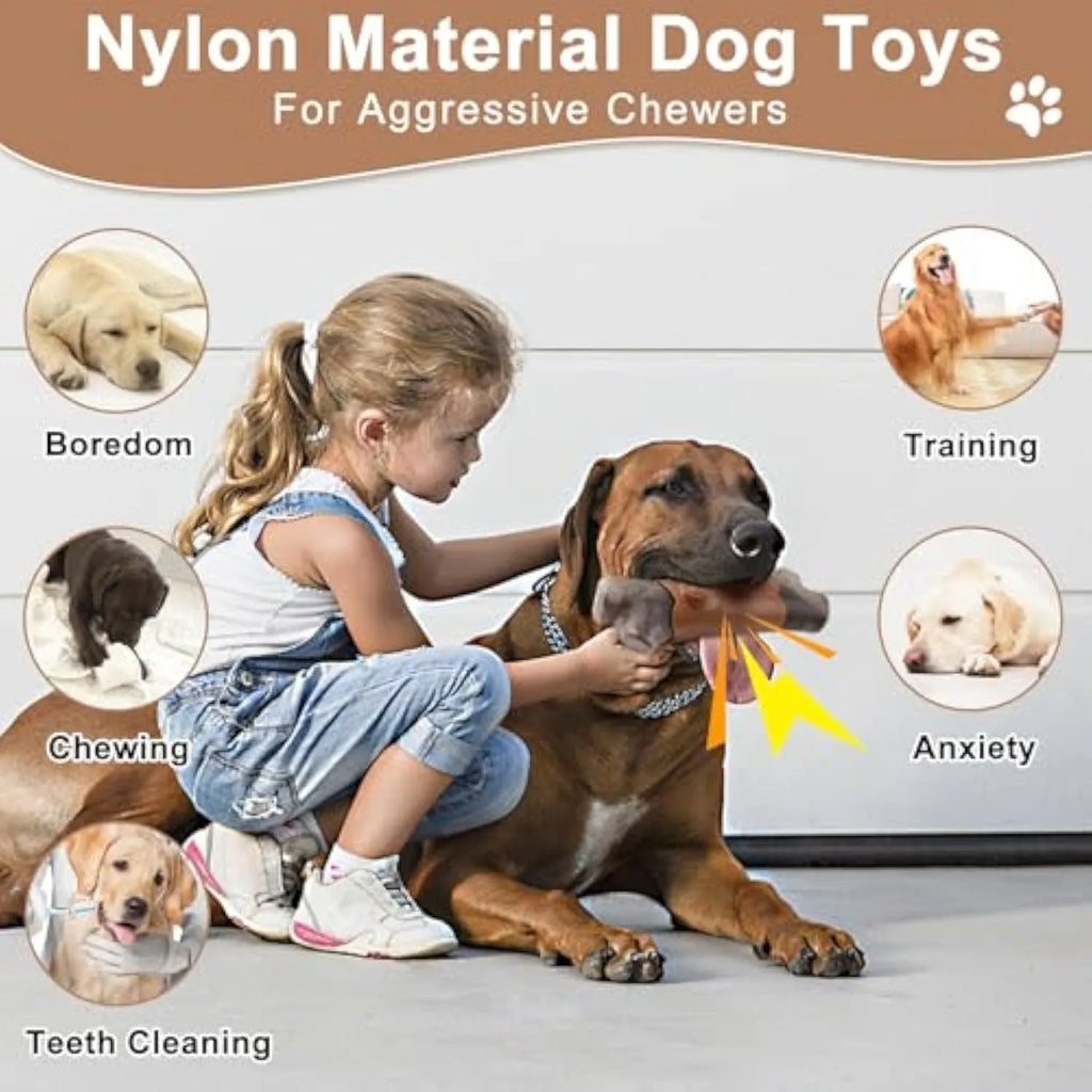 Large, brown, branch-shaped durable nylon dog chew toy for aggressive chewers and big dogs.