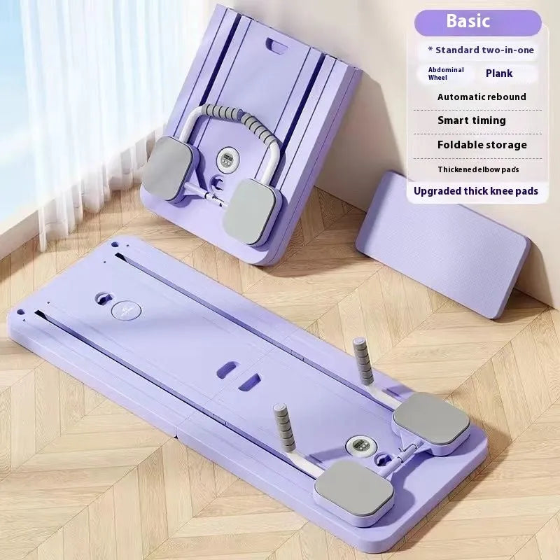 Standard purple fitness board with automatic rebound abdominal wheel for home workouts