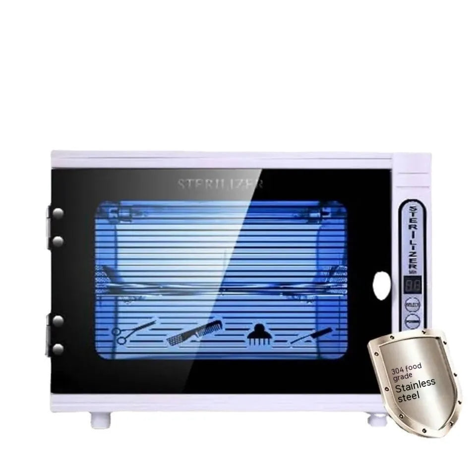 Small silver UV sterilizer for professional beauty and barbering tool sanitation
