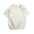 Grey tie dye printed men's T-shirt with loose fit design and half sleeves
