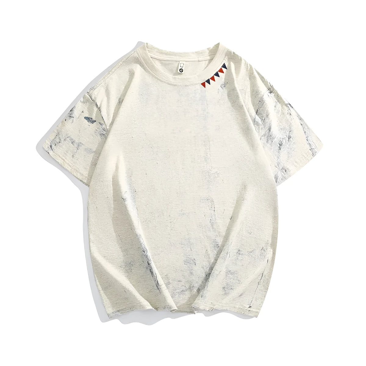 Grey tie dye printed men's T-shirt with loose fit design and half sleeves