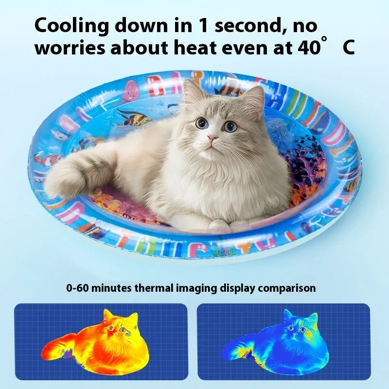 Inflatable PVC water cooling mat for pets with dolphin design