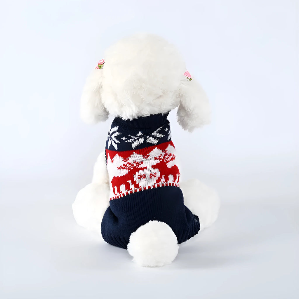 Navy blue knitted Christmas sweater for dogs with European and American style design